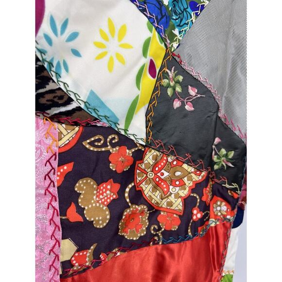 Vintage 60s 70s Crazy Quilt Coat & Skirt Set Folk Art Groovy Retro Hippie Medium - Picture 13 of 16